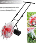 Precision Garden Seeder Hand Push Spreader Manual Planter For Rows 8 Hole Seeding Machine with iron build on grass