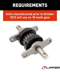 Through-Frame 2x2 RV Slide-Out Gear Pack Replacement showing 15-tooth gear, durable assembly fits most slide-out systems