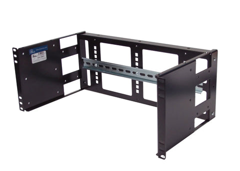 Heavy Duty 4U Rackmount Din Rail Panel With Adjustable Depth 14 Gauge Steel, showcasing metal construction and design for server racks.