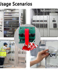 Red Circuit Breaker Lockout Kit for 110-240V Standard Single and Double Toggles, OSHA Compliant Electrical Box Lockout With Lock and Tagout Safety Device usage scenarios.