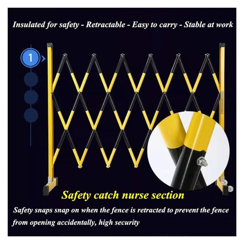 No Sweat Setup Heavy Duty Expandable Metal Barrier With Smooth Roll Wheels, Retractable Mobile Safety Gate, Tough Crowd Control Fence For Garage Jobs And Site Zone Lockdown, 96cm high, yellow and black retractable barrier.