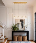 Dope Three Light Crystal Raindrop Chandelier With Crystal Ball Pendants in elegant entryway with high ceiling and decor