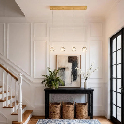 Dope Three Light Crystal Raindrop Chandelier With Crystal Ball Pendants in elegant entryway with high ceiling and decor
