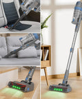 Cordless Vacuum Cleaner With 38KPa Suction And 450W Brushless Motor used on sofa, car, hardwood floors for pet hair