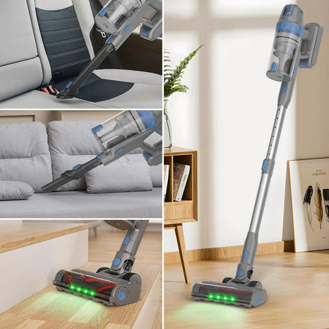 Cordless Vacuum Cleaner With 38KPa Suction And 450W Brushless Motor used on sofa, car, hardwood floors for pet hair