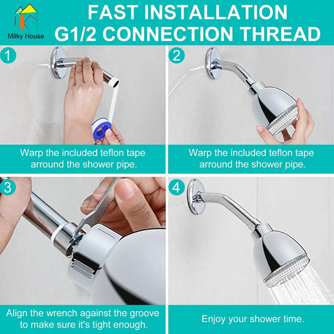 Step-by-step installation of Lit LED Shower Head With Color Changing Lights, 7 Color Auto Cycle, High Pressure Rain