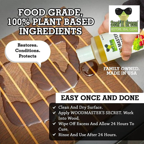 No Nonsense Cutting Board Oil With Conditioner And Sealer For Wood Surfaces, Food Safe And Non Toxic, Exceeds FDA Standards, 8 Oz bottle application on wood