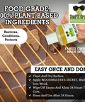 Non Toxic Food Safe Cutting Board Oil Conditioner And Sealer For Wood Surfaces Keeps Your Boards Looking Fresh Exceeds FDA Rules Works On Butcher Blocks Counters And More 64 Oz displayed on wooden board