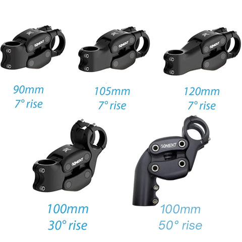 Suspension Stem For Bicycle Handlebar With Adjustable Shock Absorption, various lengths and rise angles, black color