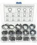 300 Piece Metric Round Wire Internal Snap Ring Assortment Kit In Carbon Spring Steel With Black Finish Includes 14 Bore Sizes From 7mm To 30mm For Holes Retaining Rings Circlips DIY Pro Grade, organized in plastic case showing various sizes.
