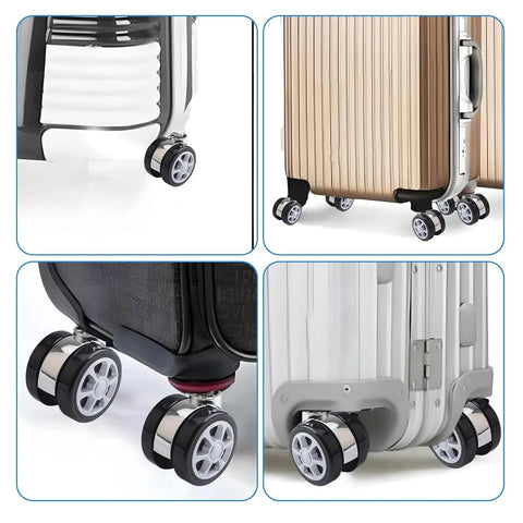 Five Pack Heavy Duty Office Chair Wheel Replacement Silent Swivel Polyurethane Casters on various suitcase types.