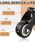 2 Inch Door Support Wheel And Gate Roller Replacement Kit With Included Screws To Patch Up Drooping Screen Doors Quick Roll Slick On Classic Wood Fences Stress Free DIY Weekend Swap close-up of nylon gate wheel attached to wood.