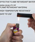 Person testing flame resistance on Split Wire Loom Tubing, Heavy Duty High Temperature Flame Retardant Cable Sleeve, black, half inch diameter