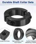 4 Pack Double Split Shaft Collar With Set Screw Black Oxide One And Five Eighths Inch Bore Two And Five Eighths Inch Outer Diameter