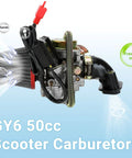 GY6 50cc Carburetor Kit PD18J fits 139QMB 4 stroke engines for Taotao Roketa Jonway Lance, with air filter and fuel line.