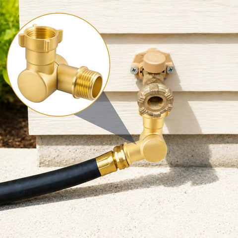 Brass Swivel Hose Connector With 180 And 360 Degree Adjustable Rotation, Three Quarter Inch GHT Female To Male Garden Hose Adapter, Anti Kink Elbow Fitting For Outdoor Faucets, RV Hoses, Sprinklers, And Irrigation Systems on faucet