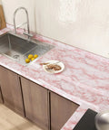 Pink Marble Contact Paper Peel And Stick Self Adhesive Wallpaper Removable Waterproof Wall Covering for kitchen countertop.