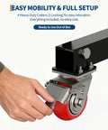 Adjustable Gantry Crane 1 Ton 2200 Lbs Portable Garage Hoist with red locking caster wheel for easy mobility and setup.