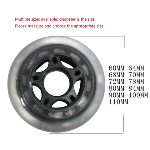 Replacement Skate Wheel Set With 85A PU Hardness, 8-Pack, Sizes 60mm To 110mm, Bearings Included, close-up view of single wheel