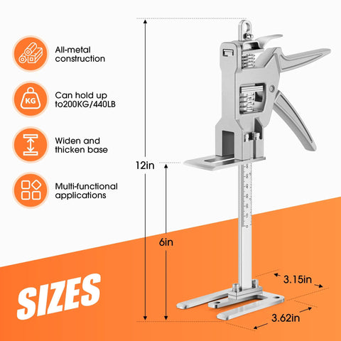 Heavy Duty Stainless Steel Arm Jacks, Set Of Two, 12in tall lifter tool for moving heavy furniture, all-metal construction.