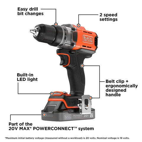 20V Max Cordless Drill Driver With Battery And Charger Included Powerful Torque For Screwdriving And Drilling Variable Speed Trigger 10 Clutch Positions Ready For DIY Home Projects