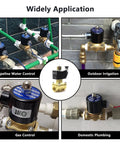 Multiple applications of 3/4 Inch 110V Electric Solenoid Valve NPT Brass Normally Open for water systems, irrigation, and plumbing