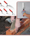 Built Tough Masonry Tool Set for Pros and DIYers, 11 by 5.5 Inch Brick Trowels, construction worker using tool on brick wall
