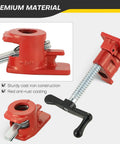 Heavy Duty Six Pack Of Half Inch Pipe Clamps For Woodworking, Built Tough cast iron clamp with red anti-rust coating.