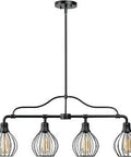 Cagney Island Lights Medium Black Open Wire Pendant Fixture With Matte Black Finish for kitchens and modern spaces