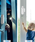 Two Pack Window And Door Alarm Kit With Remote For Home Safety And Dementia Care, demonstrating security against intrusion.