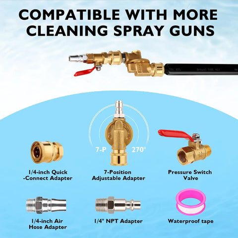 Adapters and accessories for Ultra Reach Radiator Cleaning Wand Set With 48 Inch And 24 Inch Wands, various connectors and tape