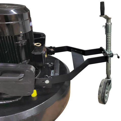Close-up of Self Propelled Concrete Floor Grinder And Polisher With 12 Head Multi Directional Grinding System, handle and wheel