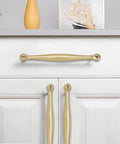 10 Pack 5 Inch Center Hole Champagne Bronze Cabinet Pulls Solid Heavy Duty Traditional Handles For Bathroom Dressers Drawers And Cabinets Durable Metal Hardware For Home Office Renovations And Modern Kitchens installed on white cabinetry.