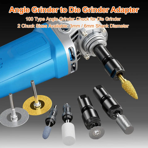 Two Pack Angle Grinder To Die Grinder Adapter Set turns your grinder into a die grinder with five eighths eleven thread displayed