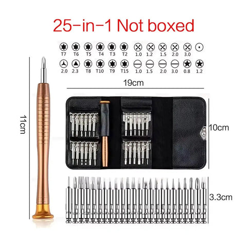 Magnetic Precision Screwdriver Kit With 25 In 1 And 152 In 1 Torx Bits For Laptop Repair Including T5 And T6 Heads To Fix Devices Smoothly. 25-in-1 set with case and bits