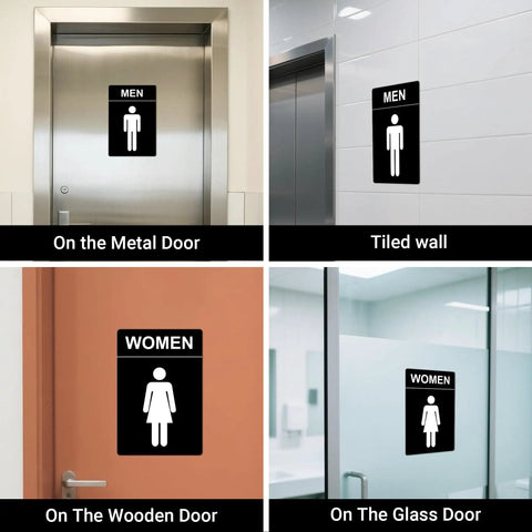 Two Pack Restroom Sign 9 By 6 Inches Unisex Bathroom Sign For Home Or Office Doors And Walls Easy To Install Self Adhering Vinyl