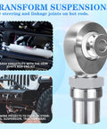 Slack Free 1.25 Inch Heim Joint Rod End Kit with polished steel joint for suspension and steering linkages.