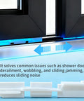 Framed Sliding Shower Door Bottom Guide White For Glass Shower Doors Track Guide Replacement Parts installed view