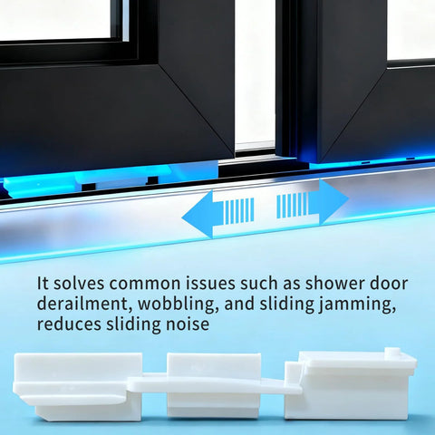 Framed Sliding Shower Door Bottom Guide White For Glass Shower Doors Track Guide Replacement Parts installed view