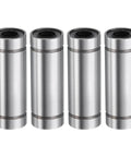 Front view: four uxcell LM6LUU linear bearings, 6mm bore, 12mm OD, 35mm length, steel