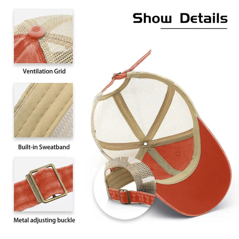 Saffron Go-To Outdoor Baseball Hat For RV Lovers And Camper Road Trips With Adjustable Back Strap detailing