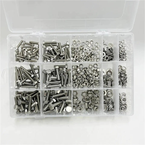 510 Piece M3 M4 M5 M6 Stainless Steel Hex Bolts Nuts And Washers Kit In 304 Grade Fasteners For DIY Projects And Garage Work Durable Threads Broad Size Range Easy To Bolt Up Ready For Home Repairs in organizer box