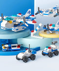 7 In 1 Transformable Airplane Building Blocks Set For Kids Ages 6 To 12, 137 PCS STEM Construction Kit displayed assembled as planes and vehicles.