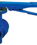 Heavy Duty Workhorse Ductile Iron Grooved Butterfly Valve With Epdm Seals, 6 Inch Size, 300 Psi Rating, blue handle and body design.