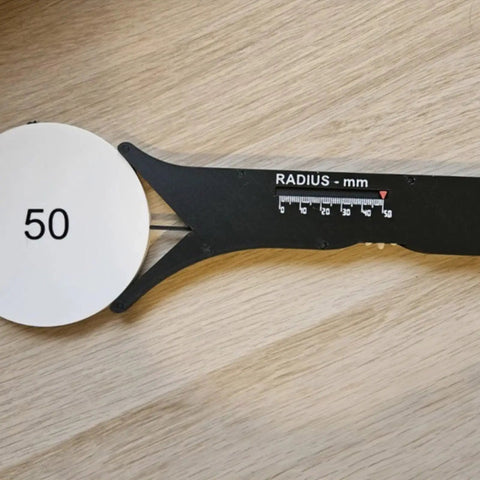 Slick Sliding Radius Gauge With A Solid Ergonomic Grip And Dang Accurate Engraved Scale For Quick Drafting And Hardwood Joinery Projects Plus Rustproof Finish For Daily Shop Grind, showing 50mm measurement.