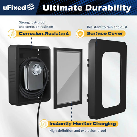 Tough As Nails Outdoor EV Charger Enclosure Wall Box With Combo Lock For Tesla And Chargepoint, corrosion-resistant design.