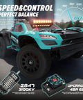Brushless 4x4 RC Truck for Adults Hits 50 MPH, 1/14 Scale, 3S Electric Power detailing components and speed gauge