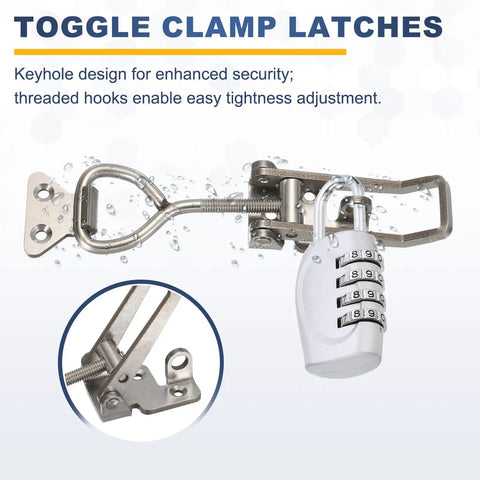 Four Pack Heavy Duty Toggle Latch Clamps Carbon Steel Quick Release Hasps For smoker cabinet and lock combo dial