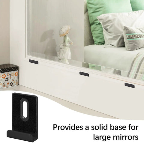 6 Piece Heavy Duty Metal Mirror Clips Set For Wall Mounting Powder Coated Rust Resistant J Brackets With Bulletproof Grip And Easy Zero Hassle Setup For Big Heavy Mirrors Matte Black providing solid base for large mirrors