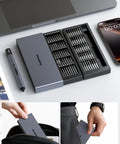 80-In-1 Mini Electric Precision Cordless Screwdriver With Five Torque Levels Up To 0.75 Nm And 500mAh Battery, shown with case